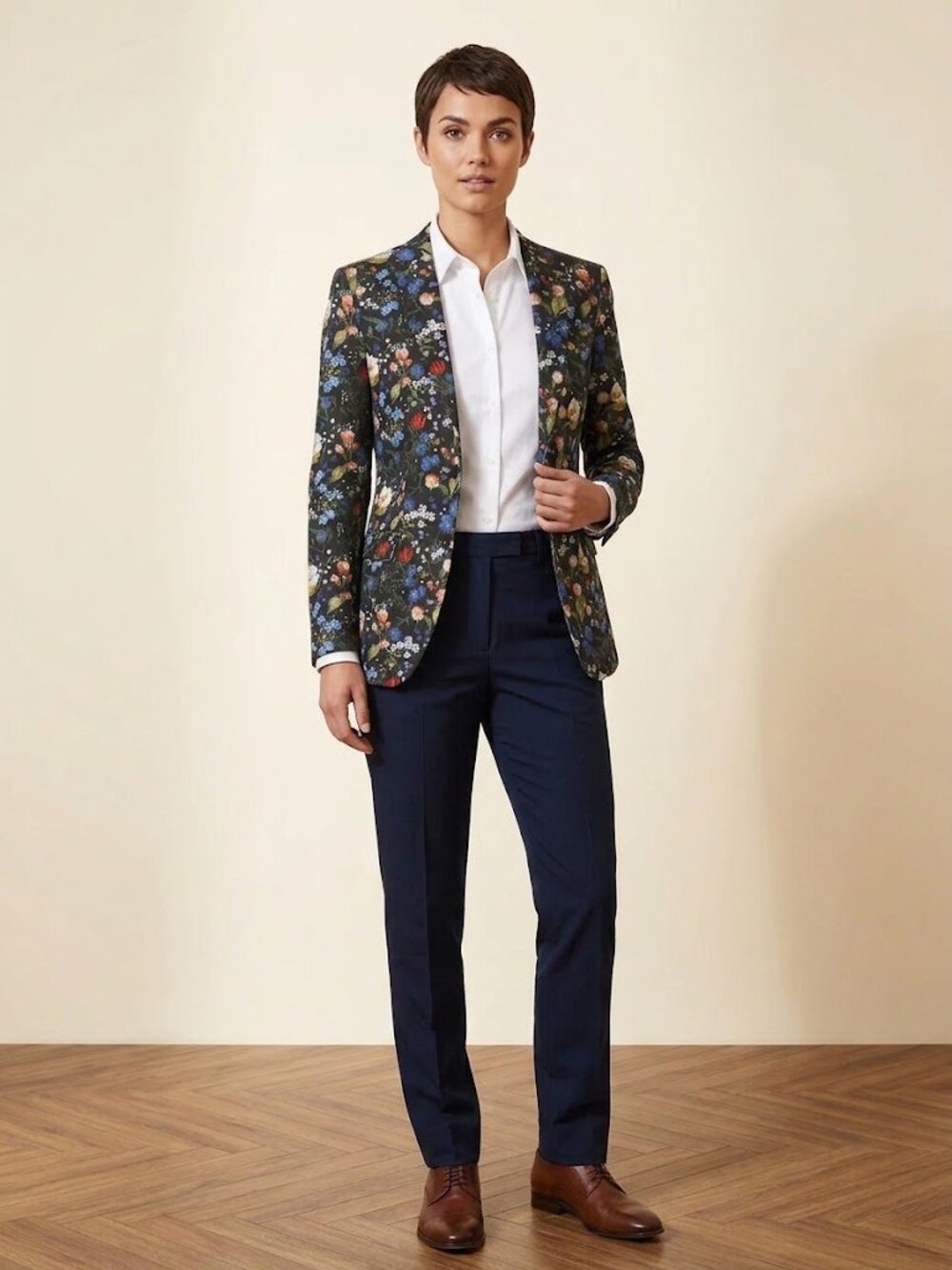 R13 Black Floral Printed Women's Blazer